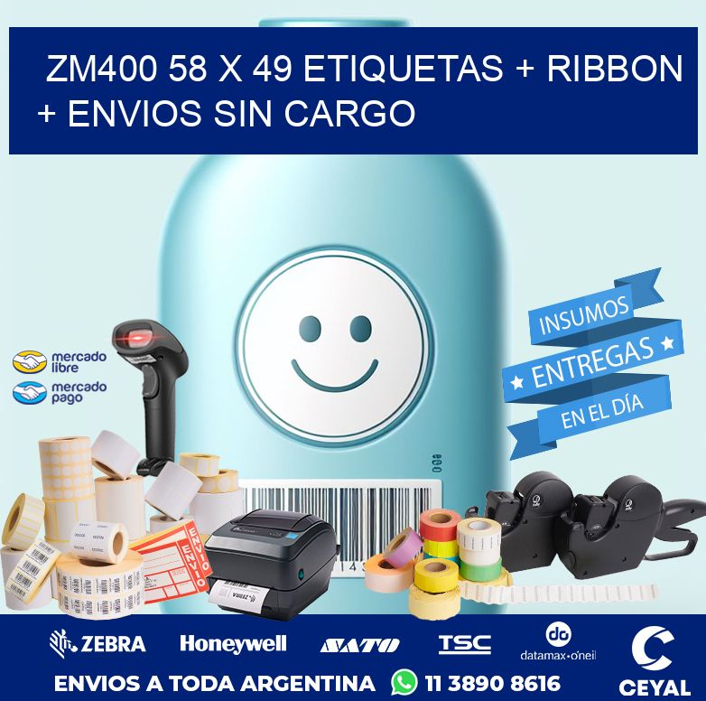 ZM400 58 x 49 etiquetas + ribbon + envios sin cargo