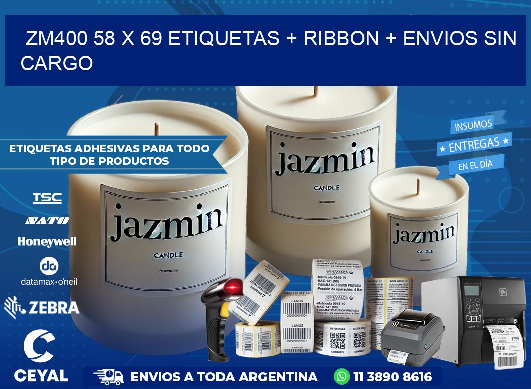 ZM400 58 x 69 etiquetas + ribbon + envios sin cargo
