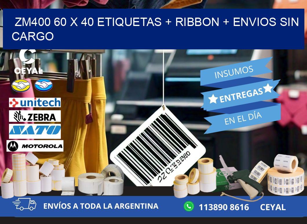 ZM400 60 x 40 etiquetas + ribbon + envios sin cargo