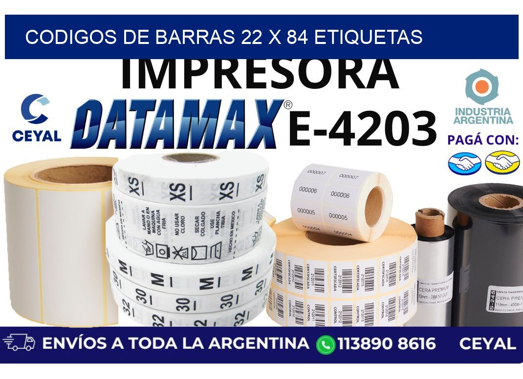 codigos de barras 22 x 84 etiquetas
