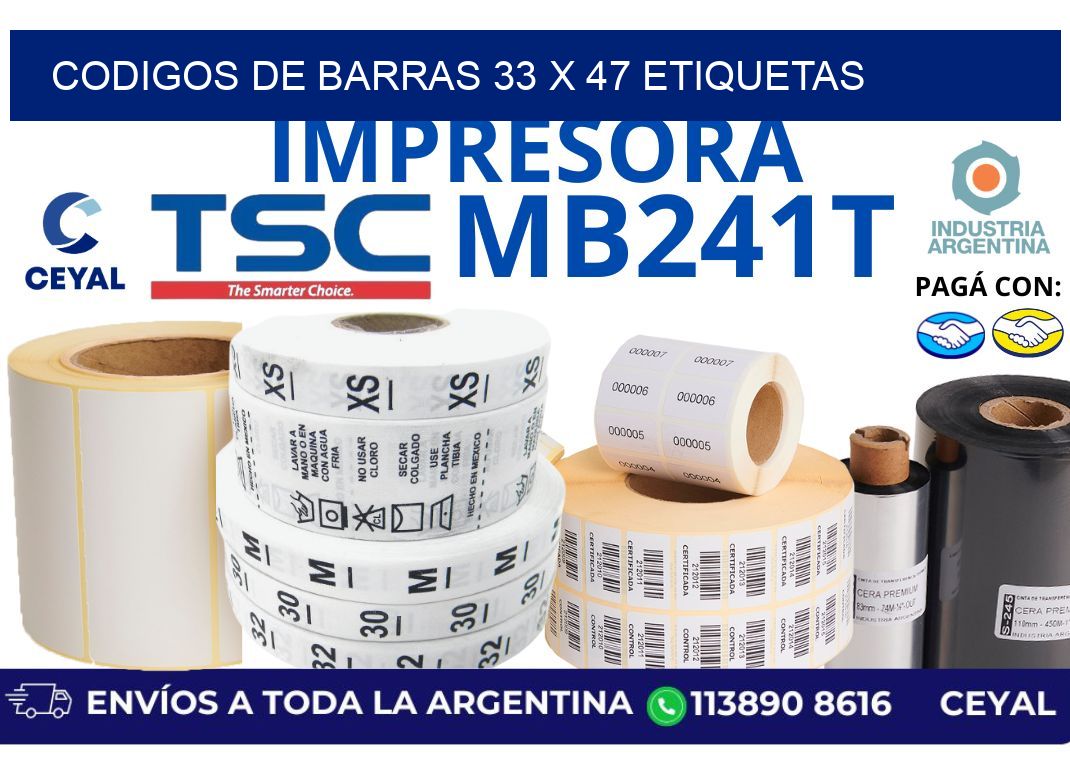 codigos de barras 33 x 47 etiquetas