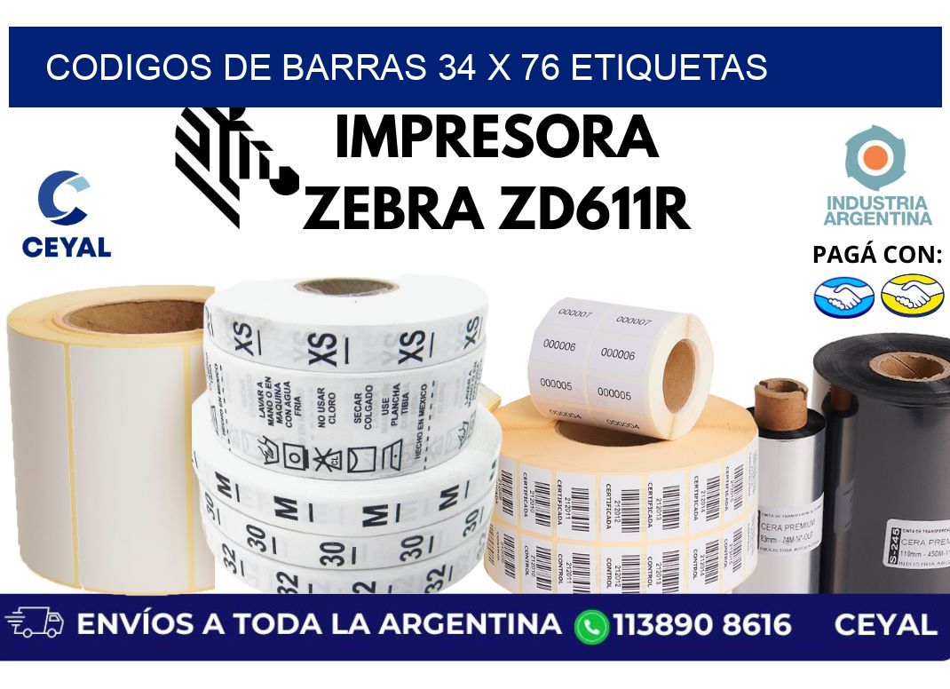 codigos de barras 34 x 76 etiquetas