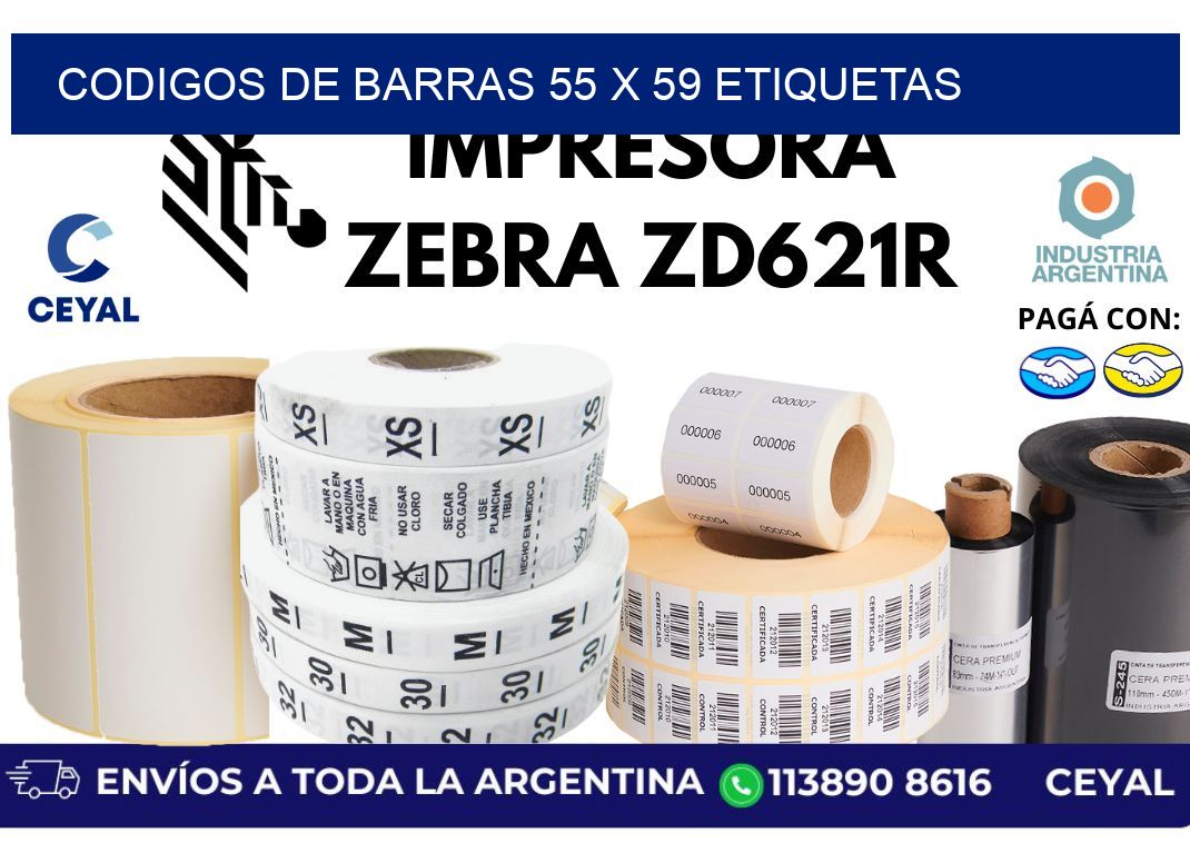 codigos de barras 55 x 59 etiquetas
