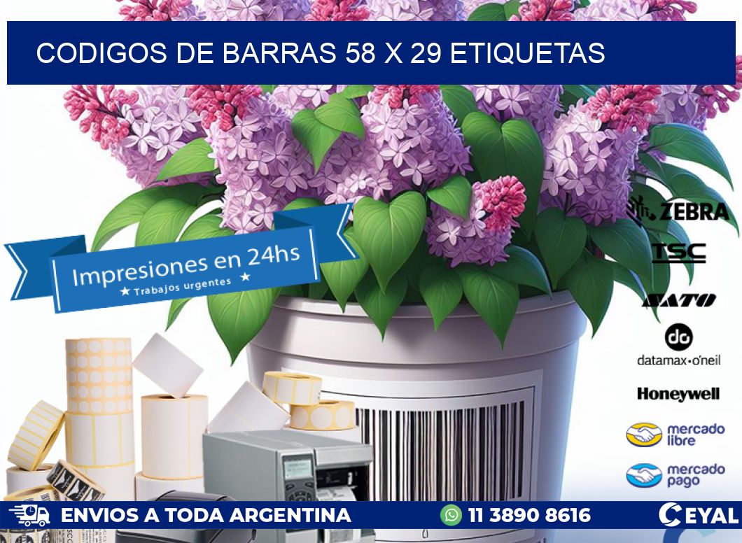 codigos de barras 58 x 29 etiquetas