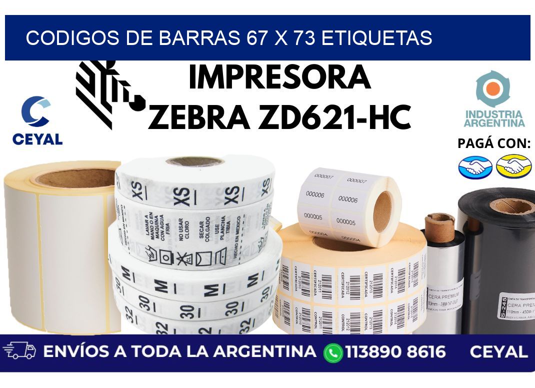 codigos de barras 67 x 73 etiquetas