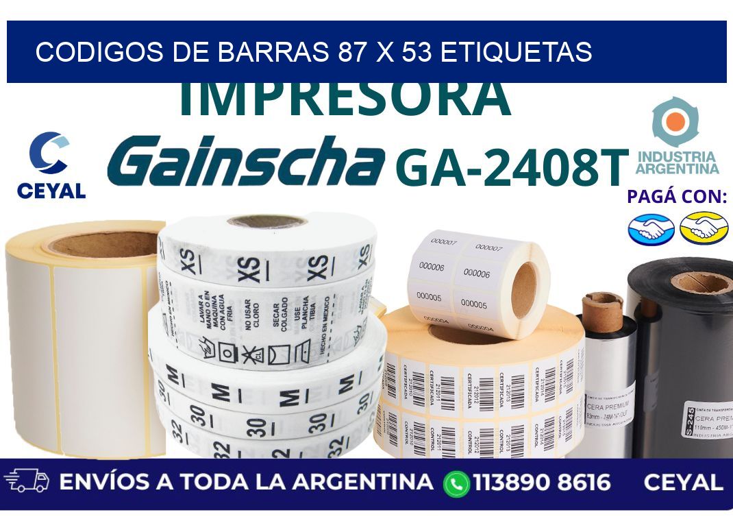 codigos de barras 87 x 53 etiquetas