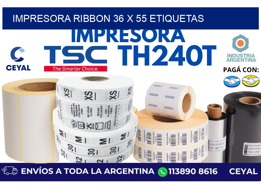 impresora ribbon 36 x 55 etiquetas