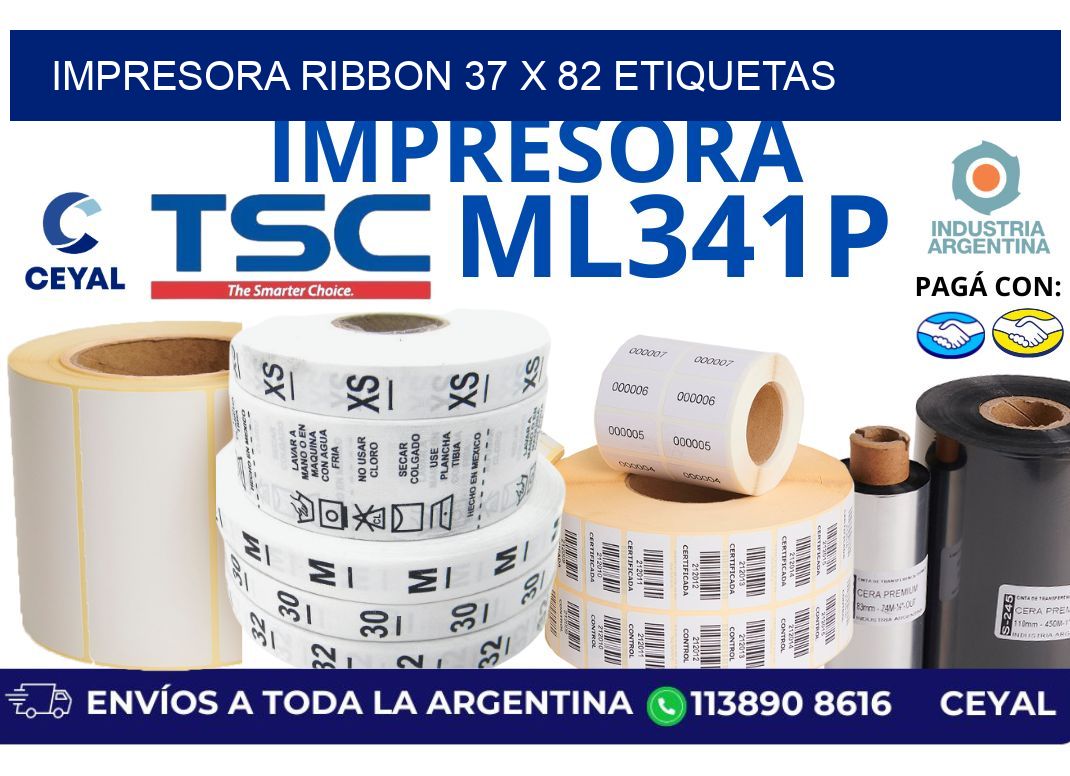 impresora ribbon 37 x 82 etiquetas