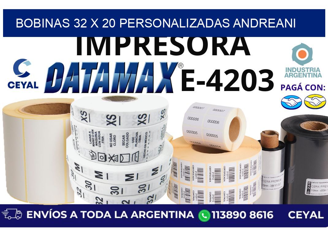 bobinas 32 x 20 personalizadas andreani