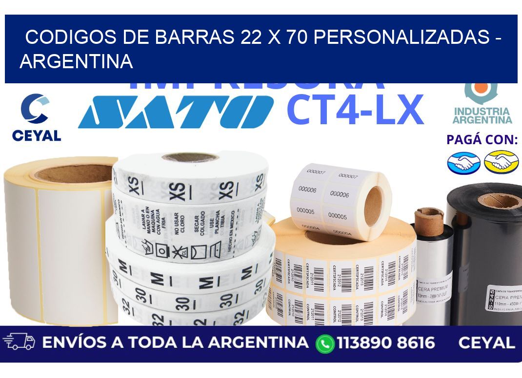 codigos de barras 22 x 70 personalizadas - Argentina