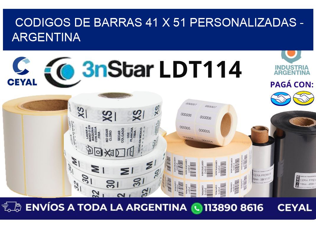 codigos de barras 41 x 51 personalizadas - Argentina