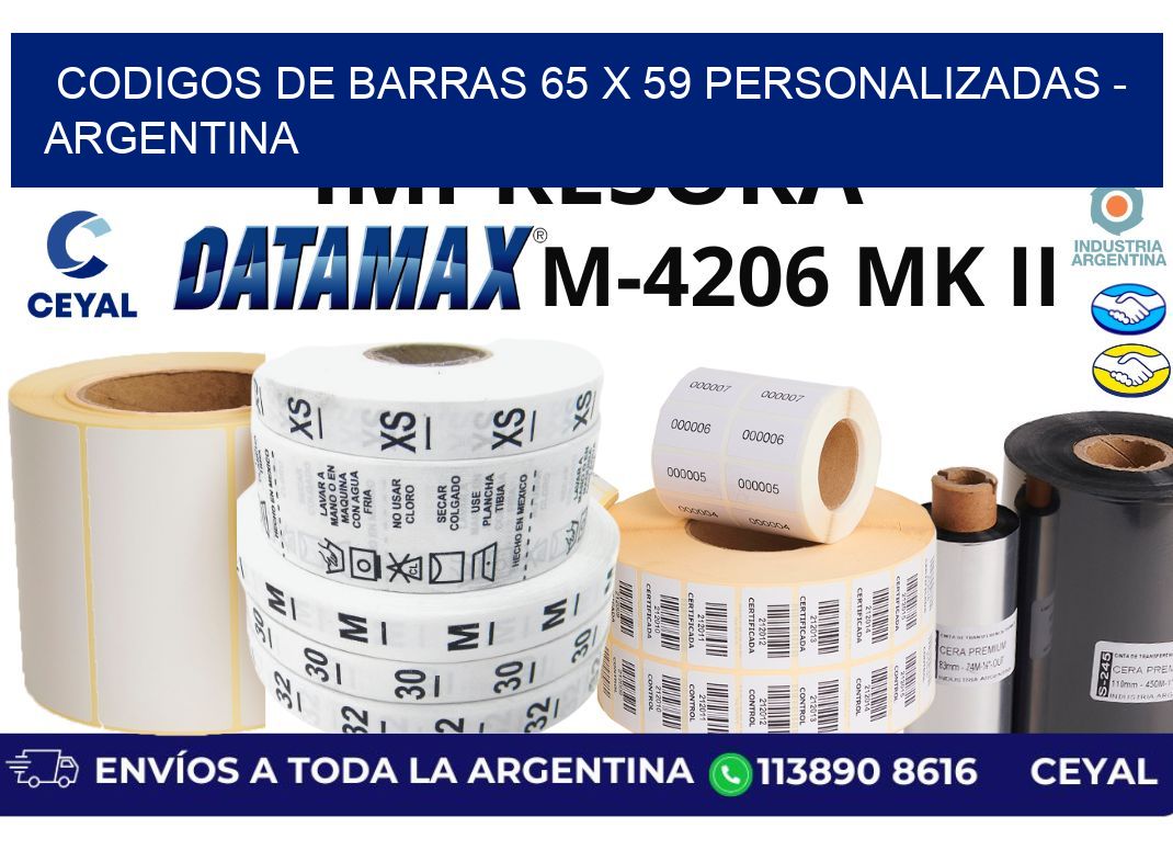 codigos de barras 65 x 59 personalizadas - Argentina