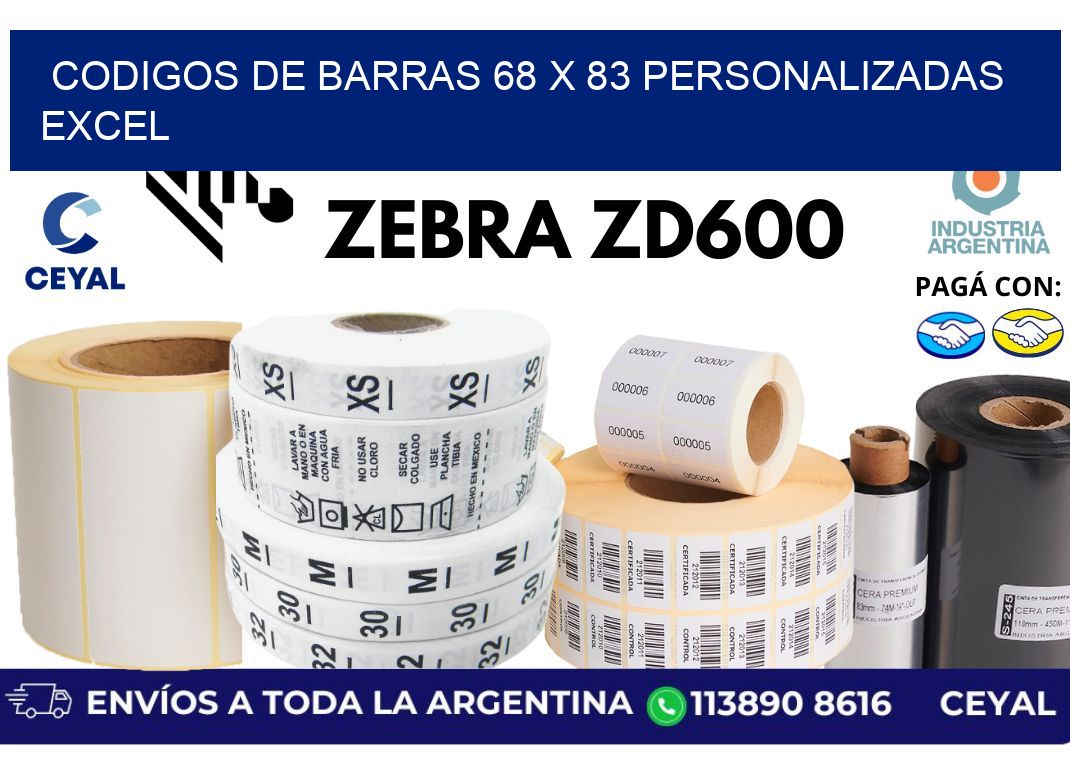 codigos de barras 68 x 83 personalizadas excel