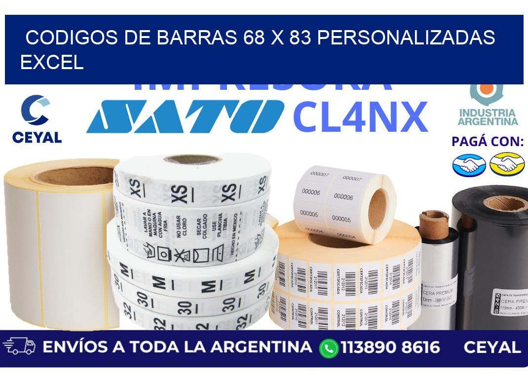 codigos de barras 68 x 83 personalizadas excel