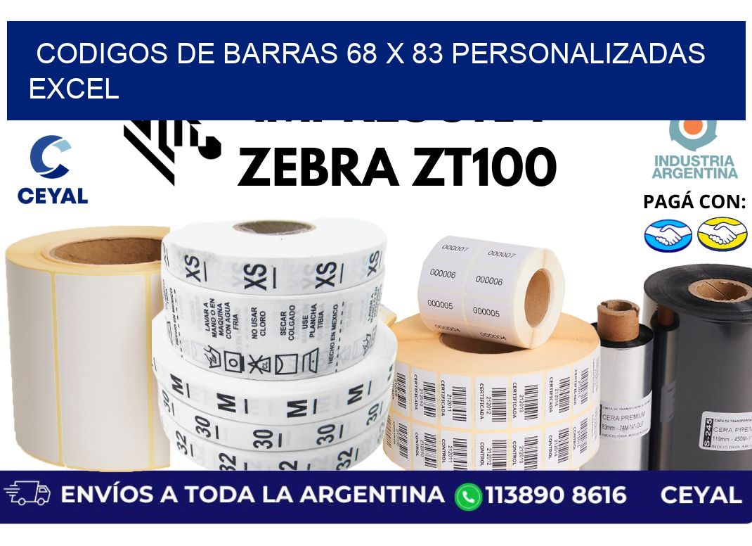 codigos de barras 68 x 83 personalizadas excel
