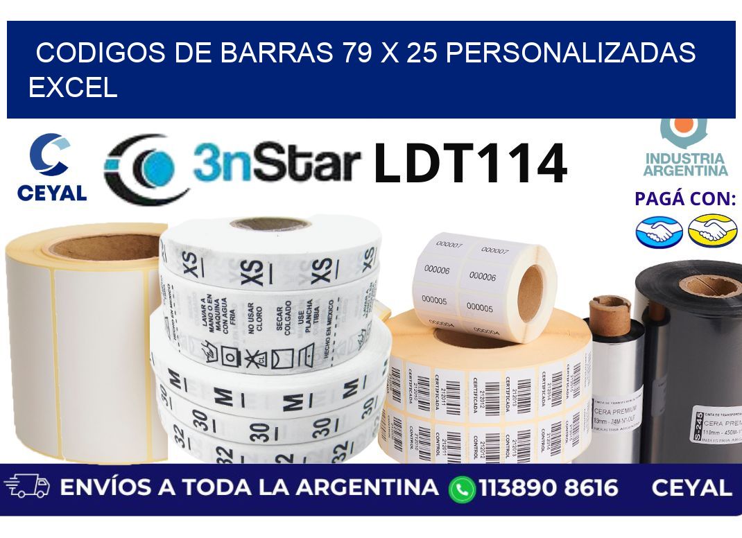 codigos de barras 79 x 25 personalizadas excel