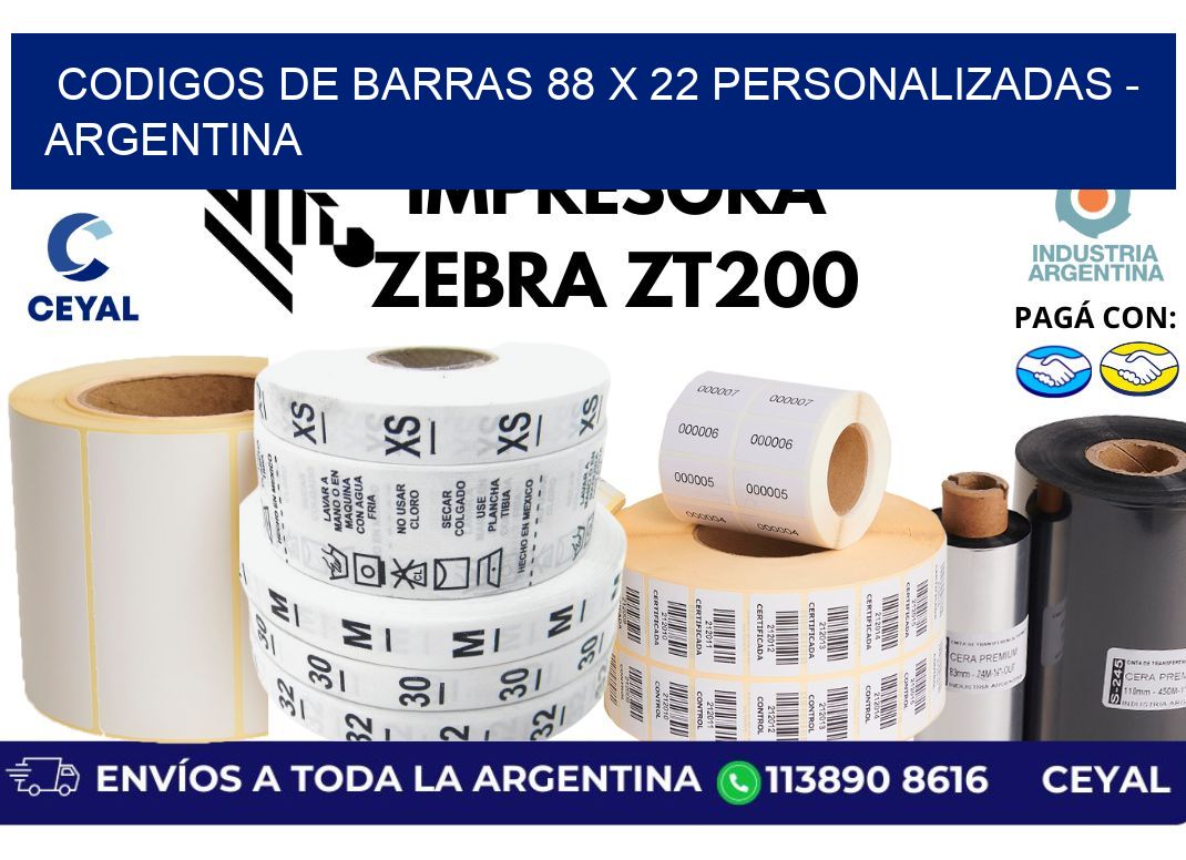 codigos de barras 88 x 22 personalizadas - Argentina