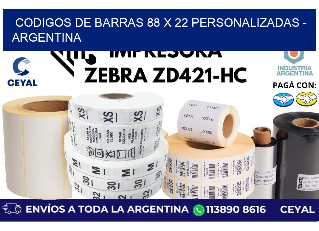 codigos de barras 88 x 22 personalizadas - Argentina