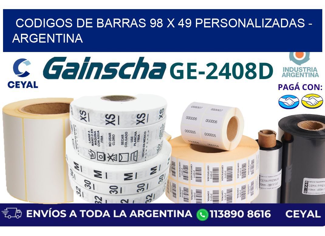 codigos de barras 98 x 49 personalizadas - Argentina