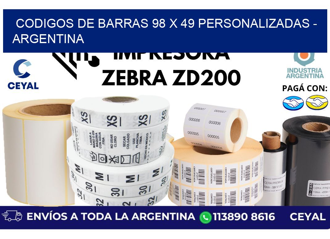 codigos de barras 98 x 49 personalizadas - Argentina