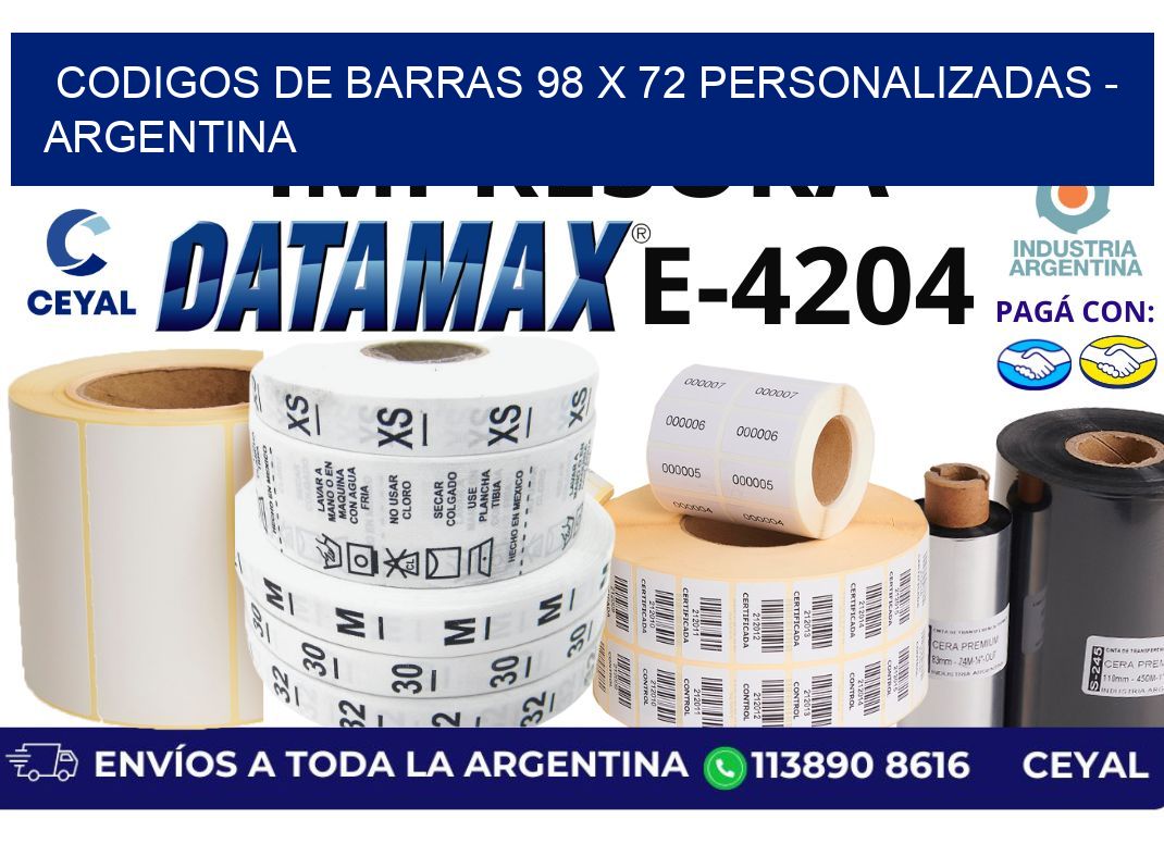 codigos de barras 98 x 72 personalizadas - Argentina