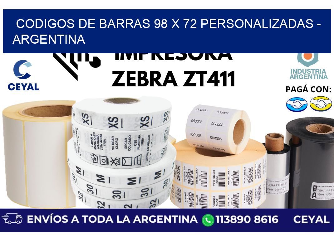 codigos de barras 98 x 72 personalizadas - Argentina