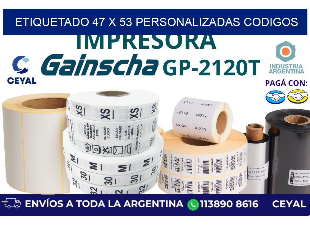 etiquetado 47 x 53 personalizadas codigos