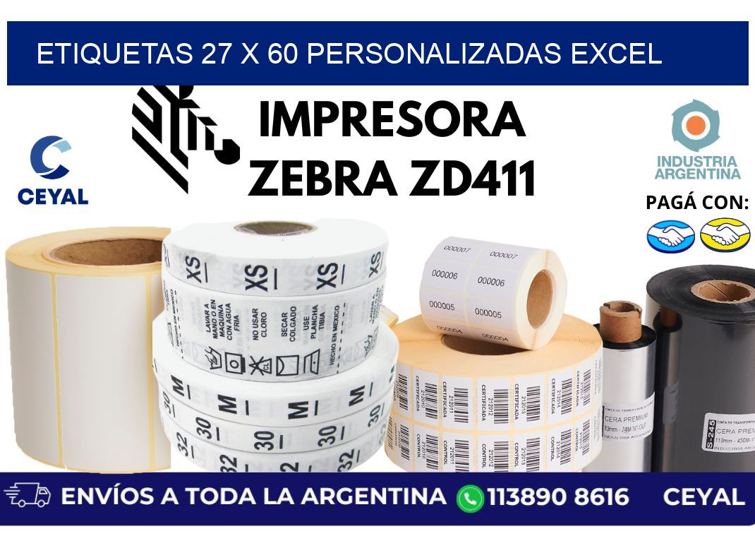 etiquetas 27 x 60 personalizadas excel