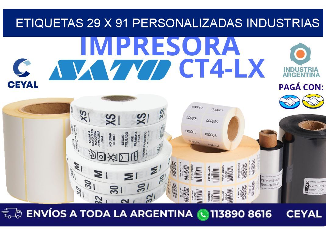 etiquetas 29 x 91 personalizadas industrias
