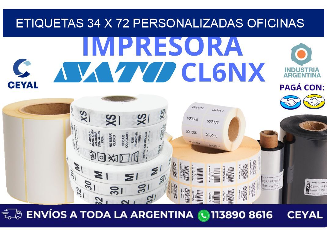 etiquetas 34 x 72 personalizadas oficinas