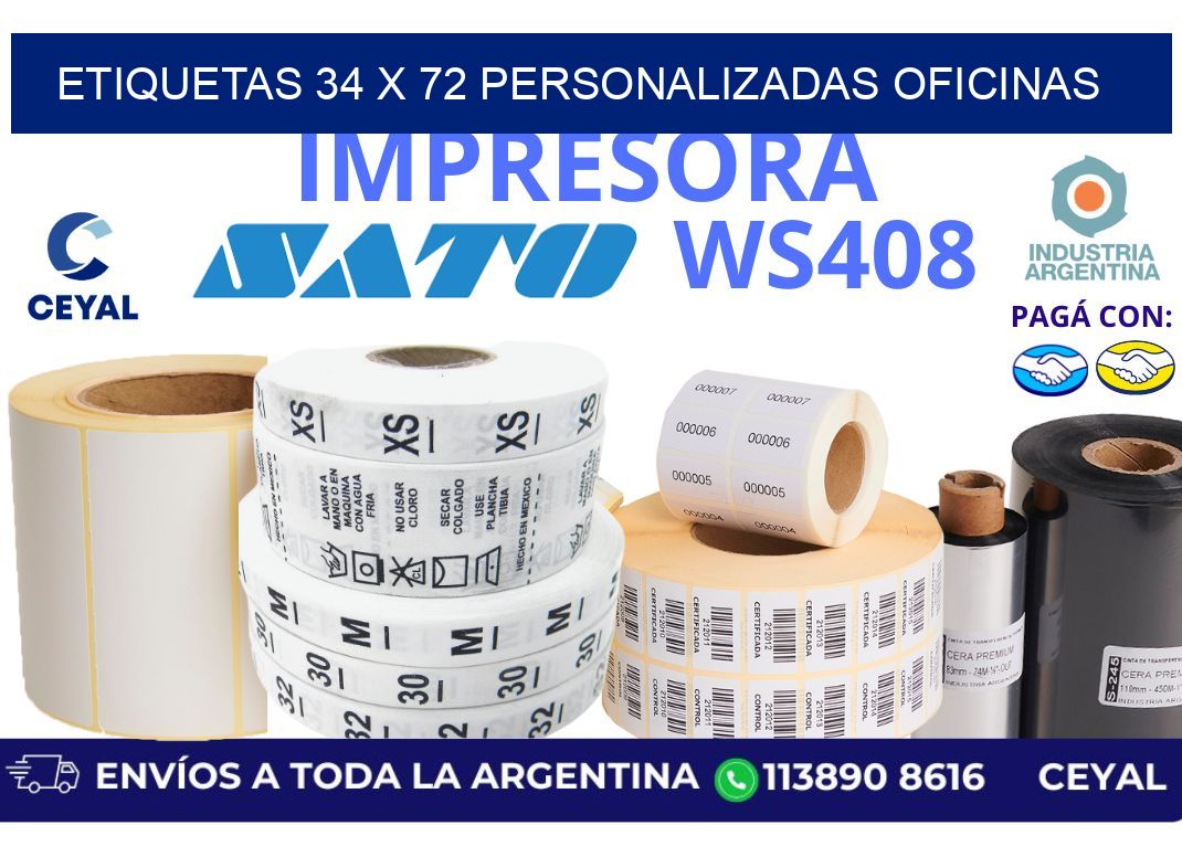 etiquetas 34 x 72 personalizadas oficinas