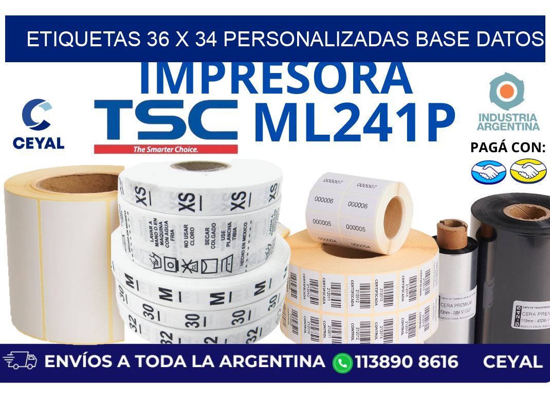 etiquetas 36 x 34 personalizadas base datos