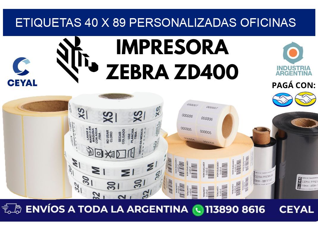 etiquetas 40 x 89 personalizadas oficinas