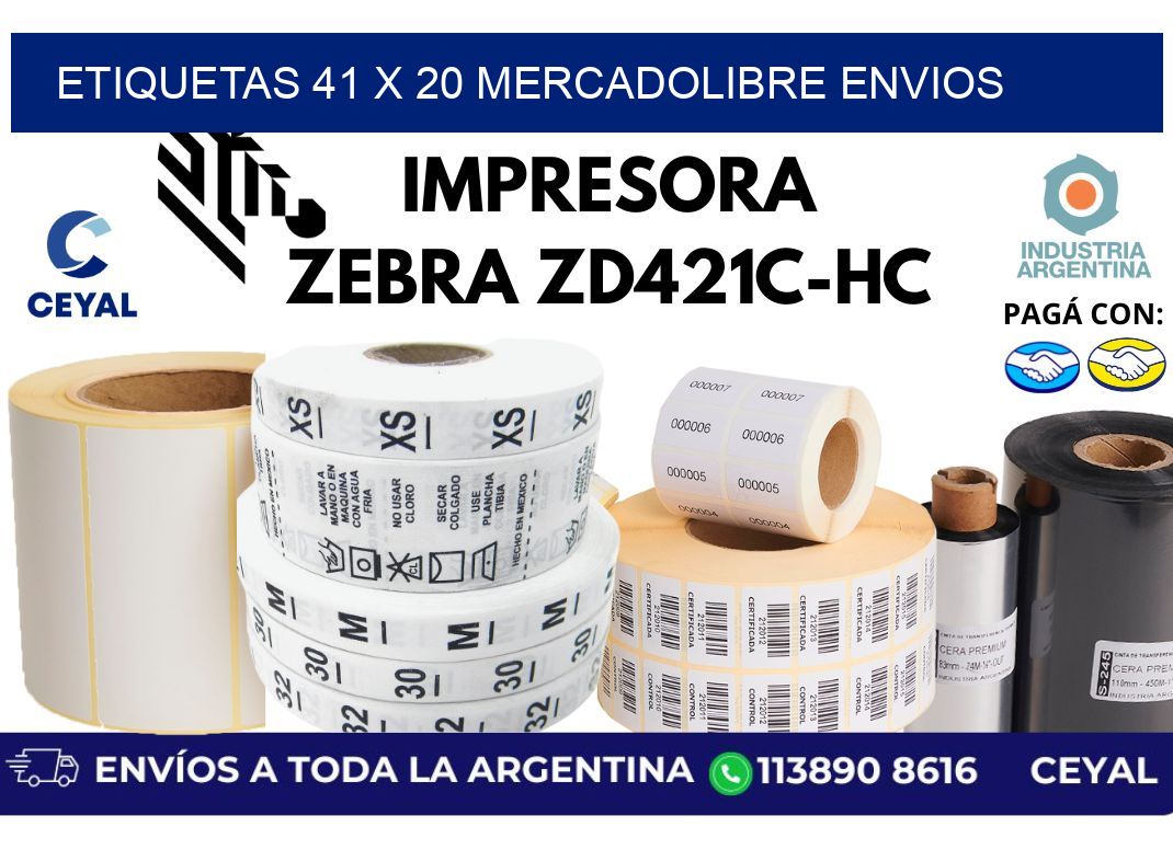 etiquetas 41 x 20 mercadolibre envios