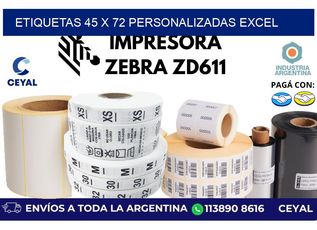 etiquetas 45 x 72 personalizadas excel
