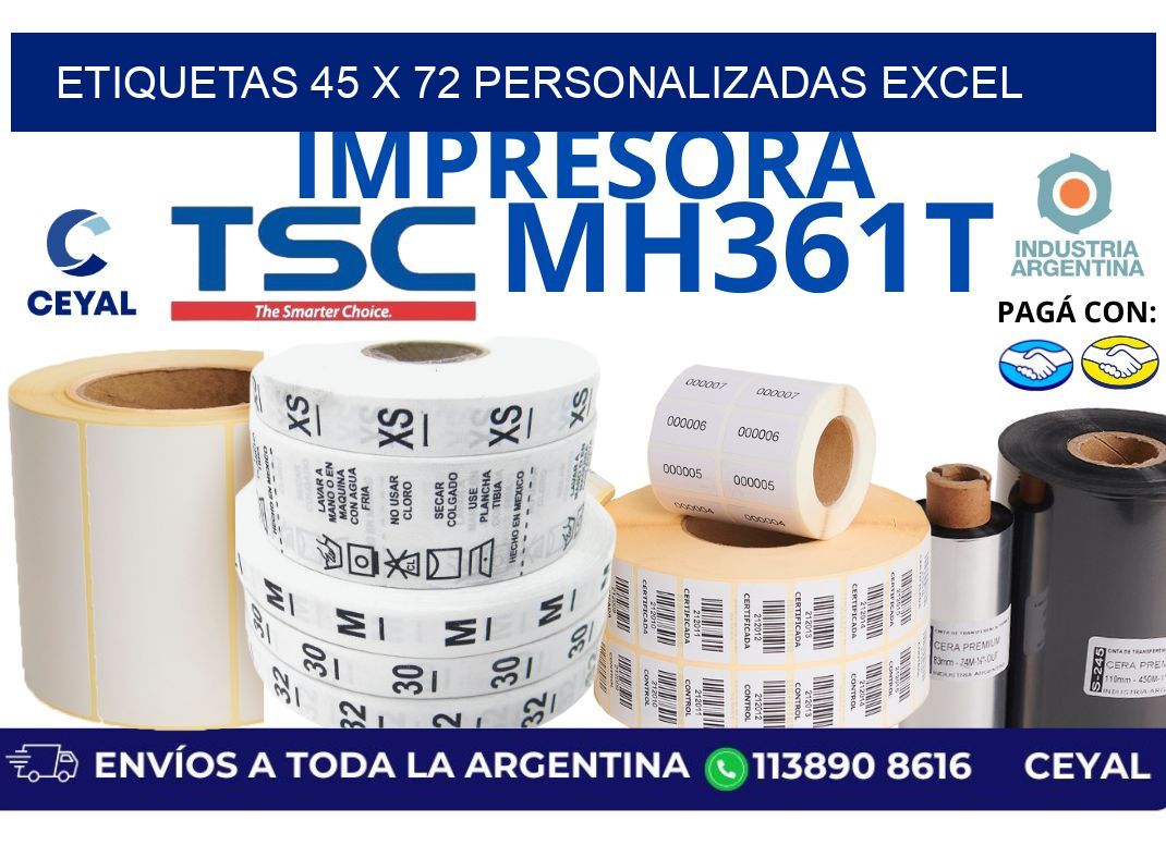 etiquetas 45 x 72 personalizadas excel