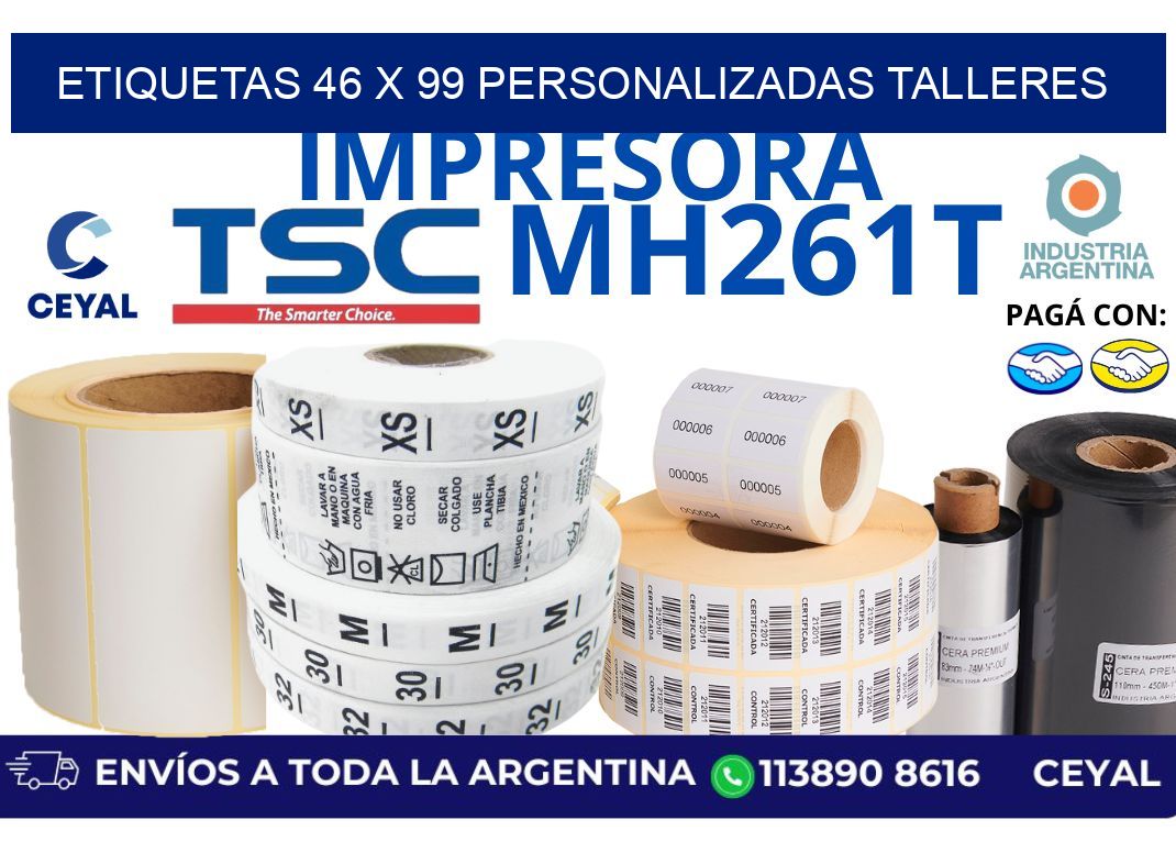 etiquetas 46 x 99 personalizadas talleres