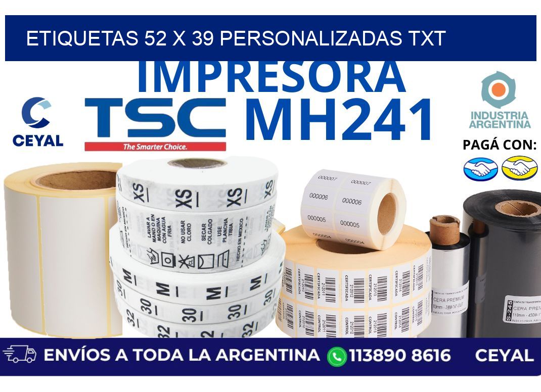 etiquetas 52 x 39 personalizadas txt