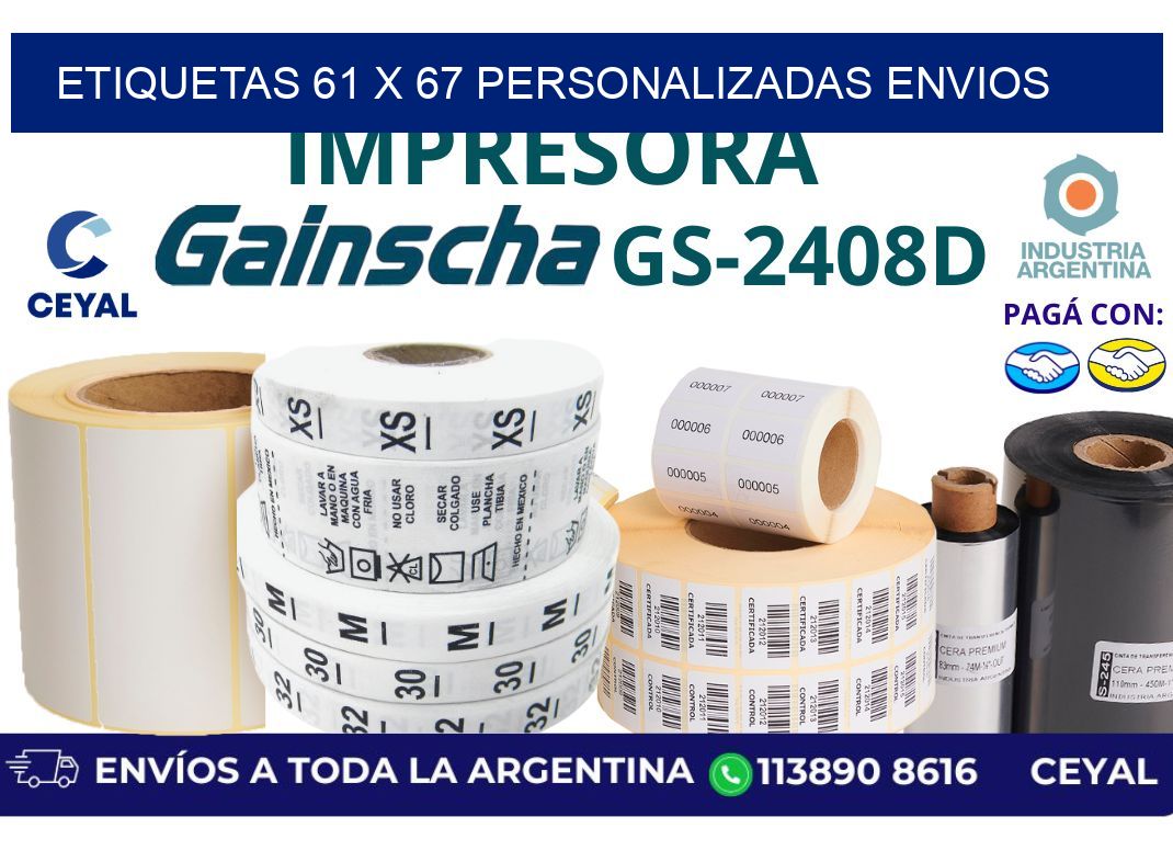 etiquetas 61 x 67 personalizadas envios