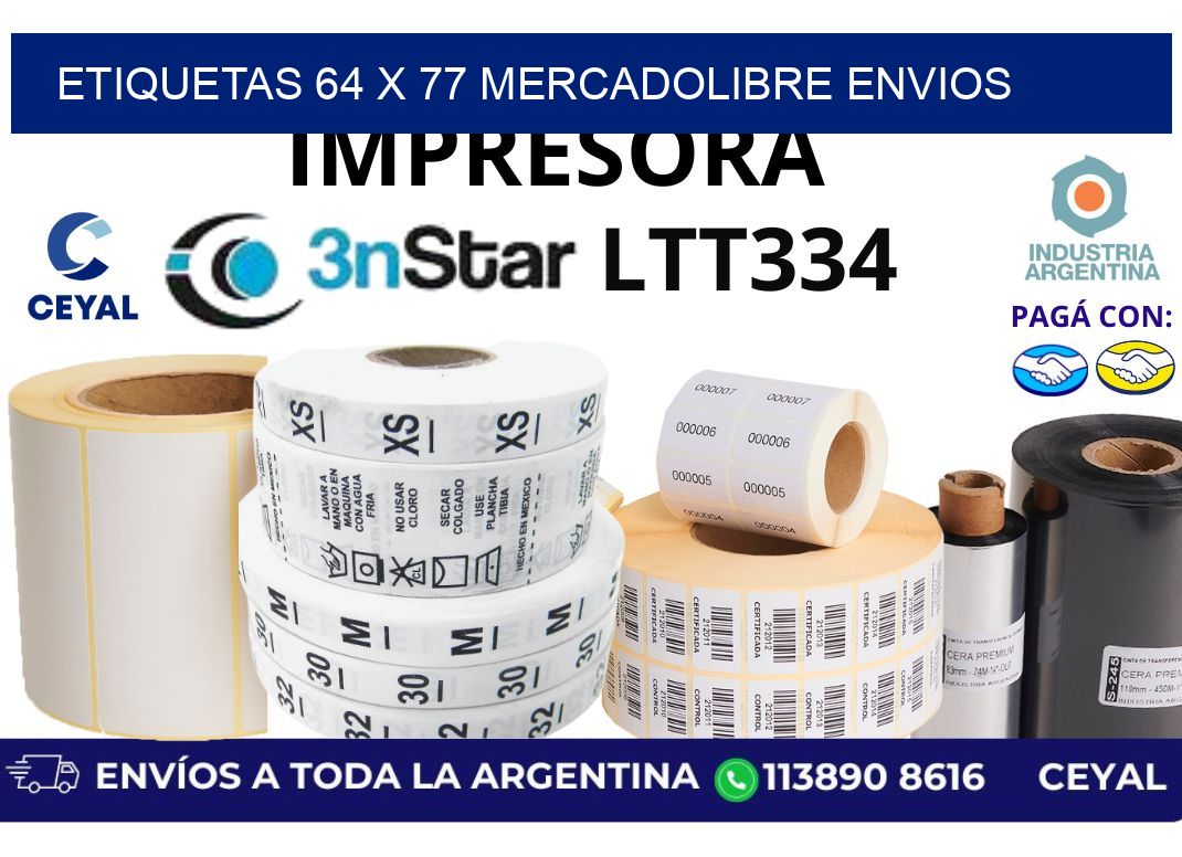 etiquetas 64 x 77 mercadolibre envios