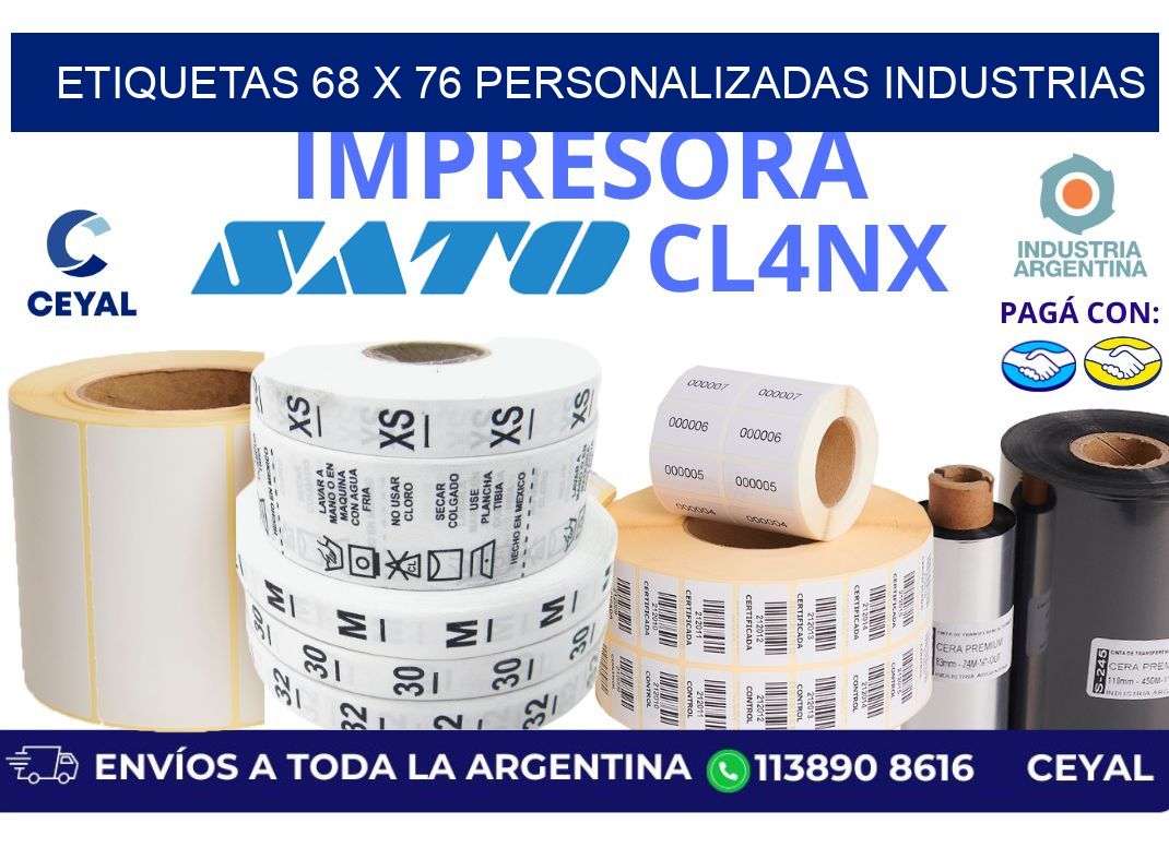 etiquetas 68 x 76 personalizadas industrias