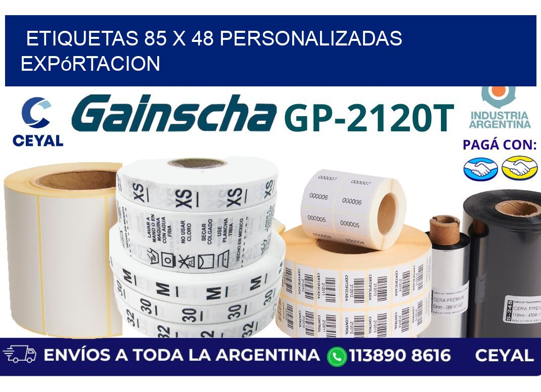etiquetas 85 x 48 personalizadas expórtacion