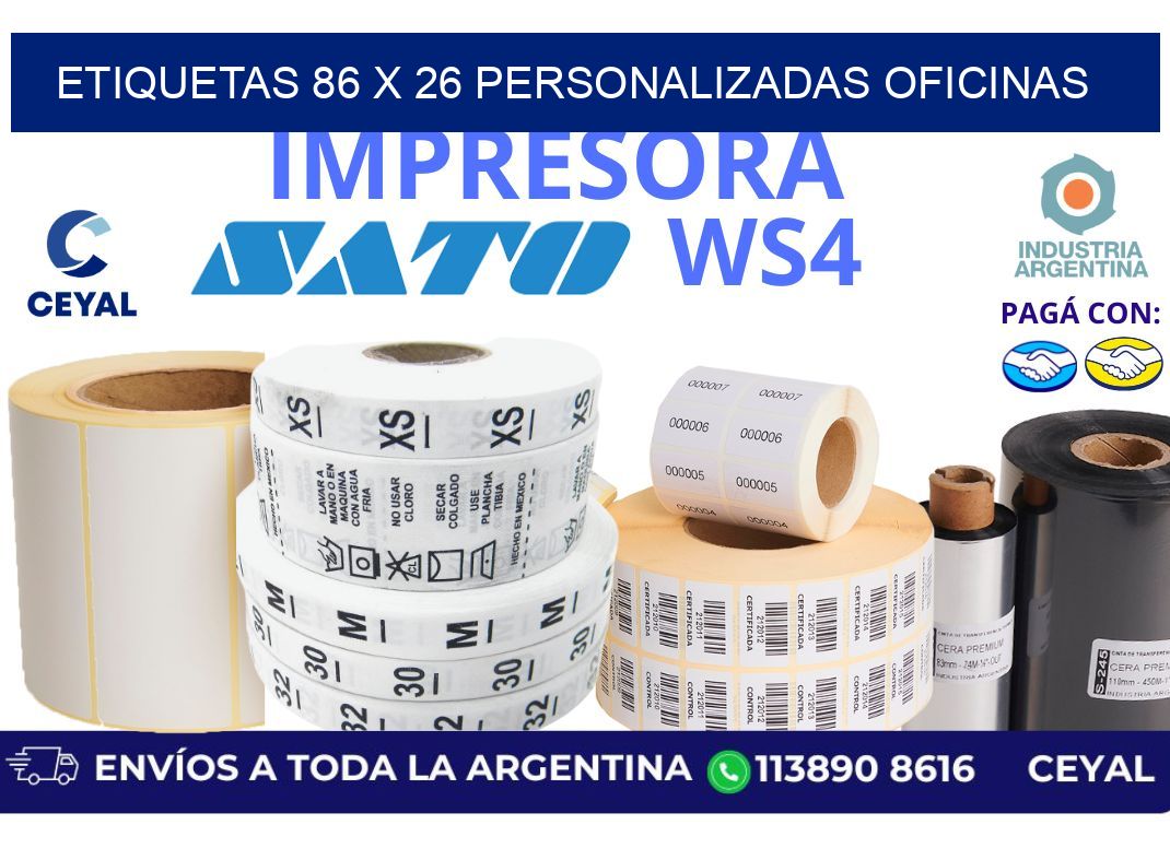 etiquetas 86 x 26 personalizadas oficinas