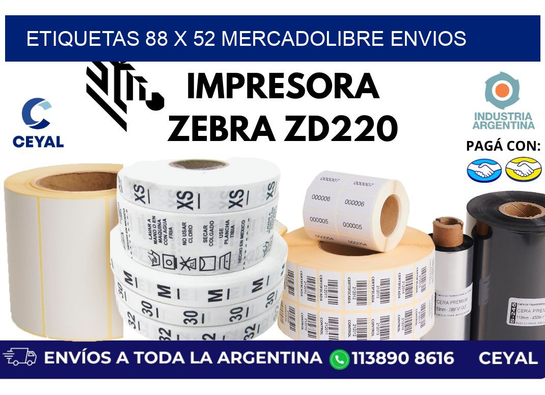 etiquetas 88 x 52 mercadolibre envios