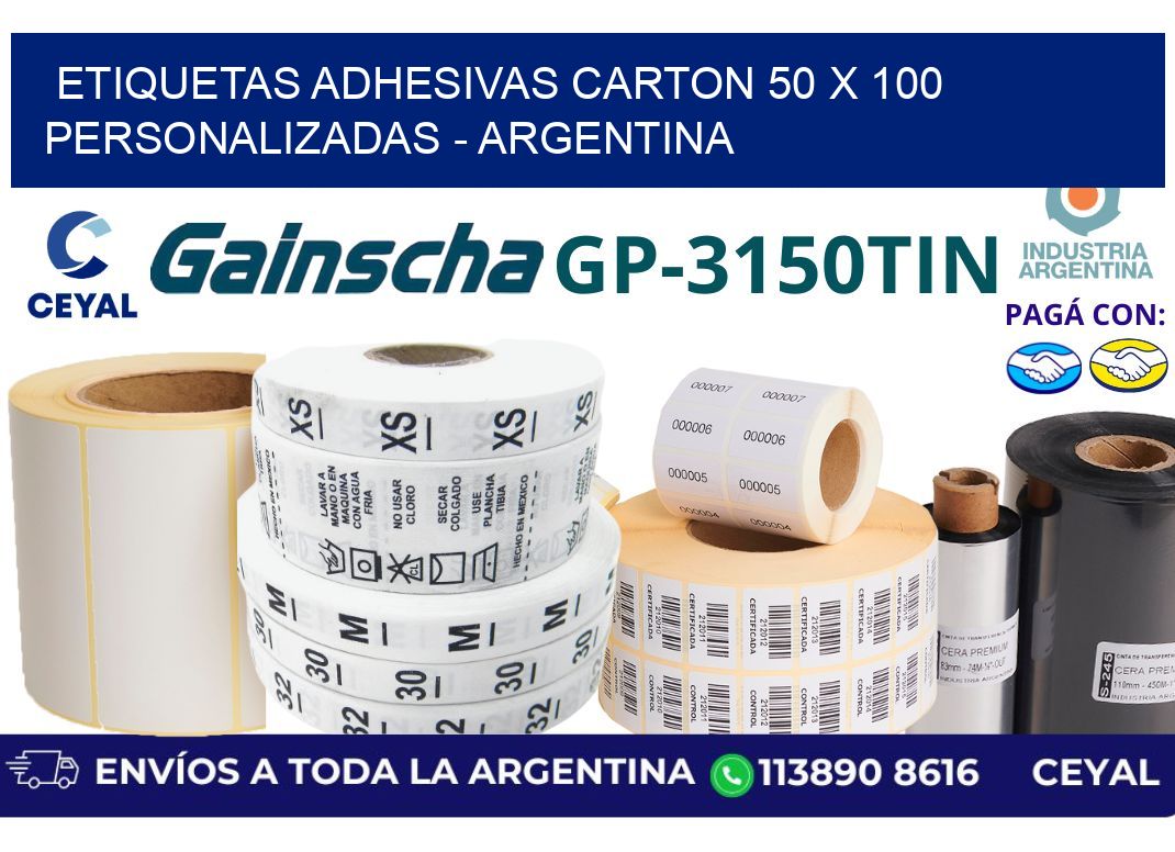 etiquetas adhesivas carton 50 x 100 personalizadas - Argentina