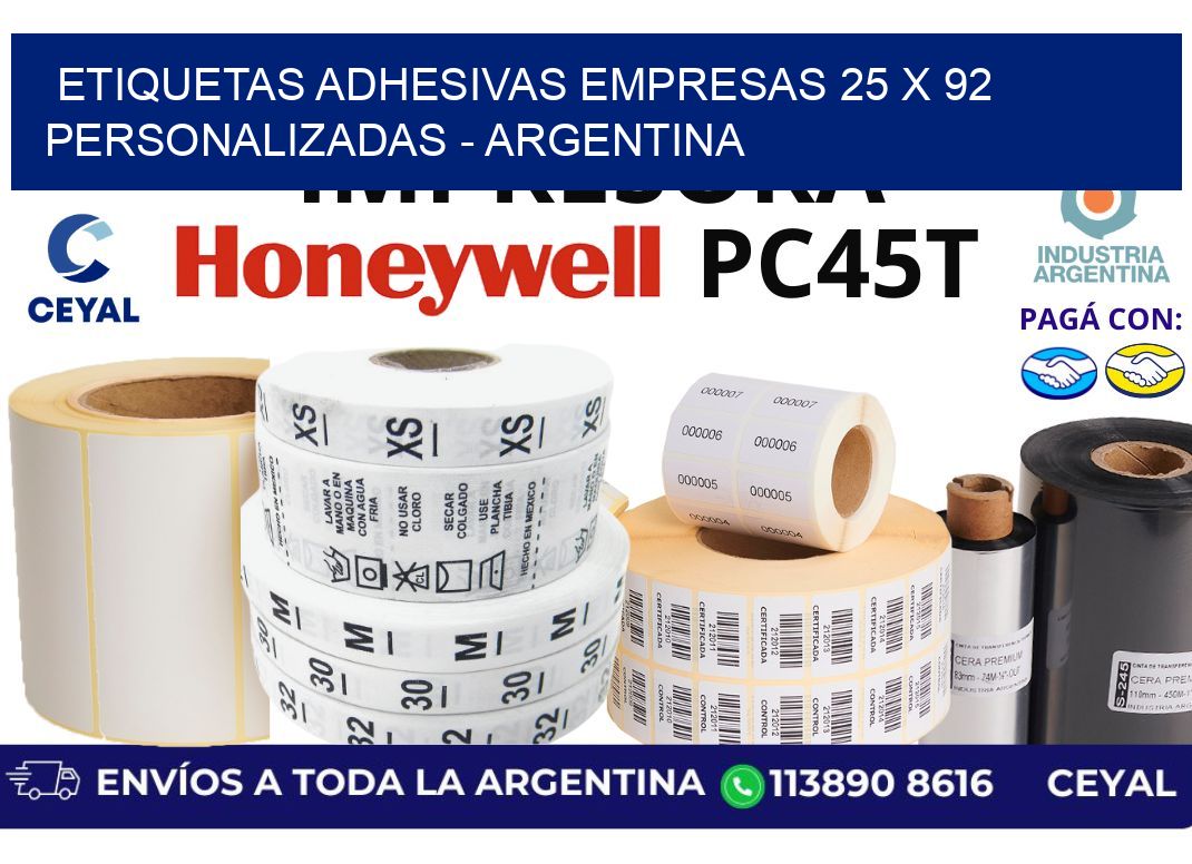 etiquetas adhesivas empresas 25 x 92 personalizadas - Argentina