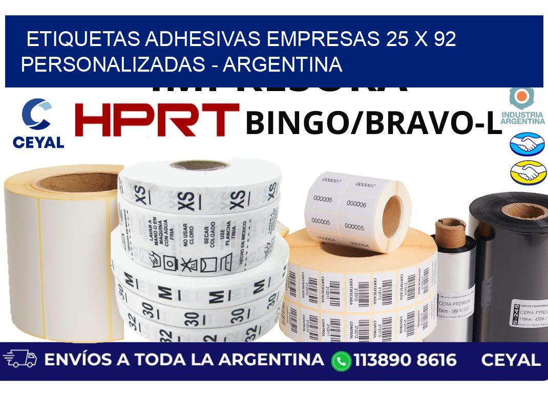 etiquetas adhesivas empresas 25 x 92 personalizadas - Argentina