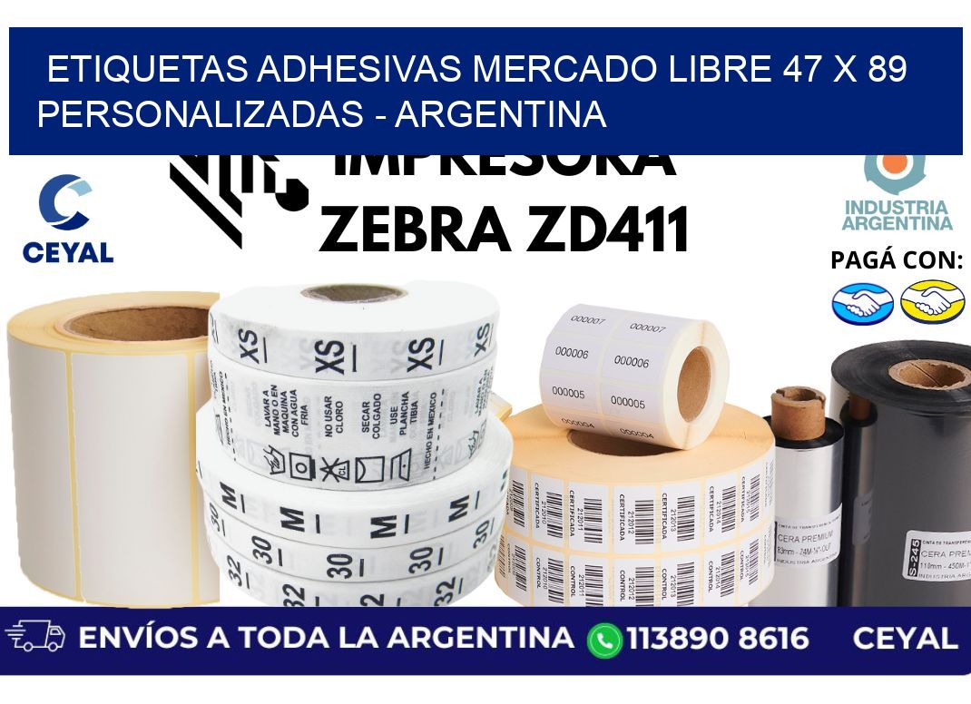 etiquetas adhesivas mercado libre 47 x 89 personalizadas - Argentina