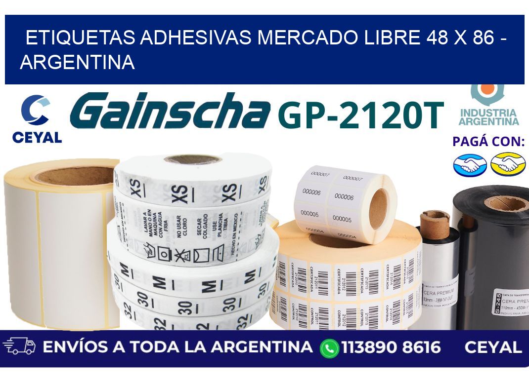 etiquetas adhesivas mercado libre 48 x 86 - Argentina