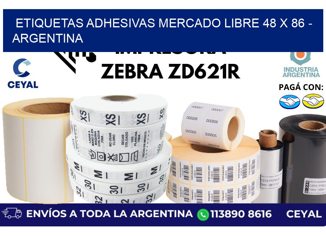 etiquetas adhesivas mercado libre 48 x 86 - Argentina